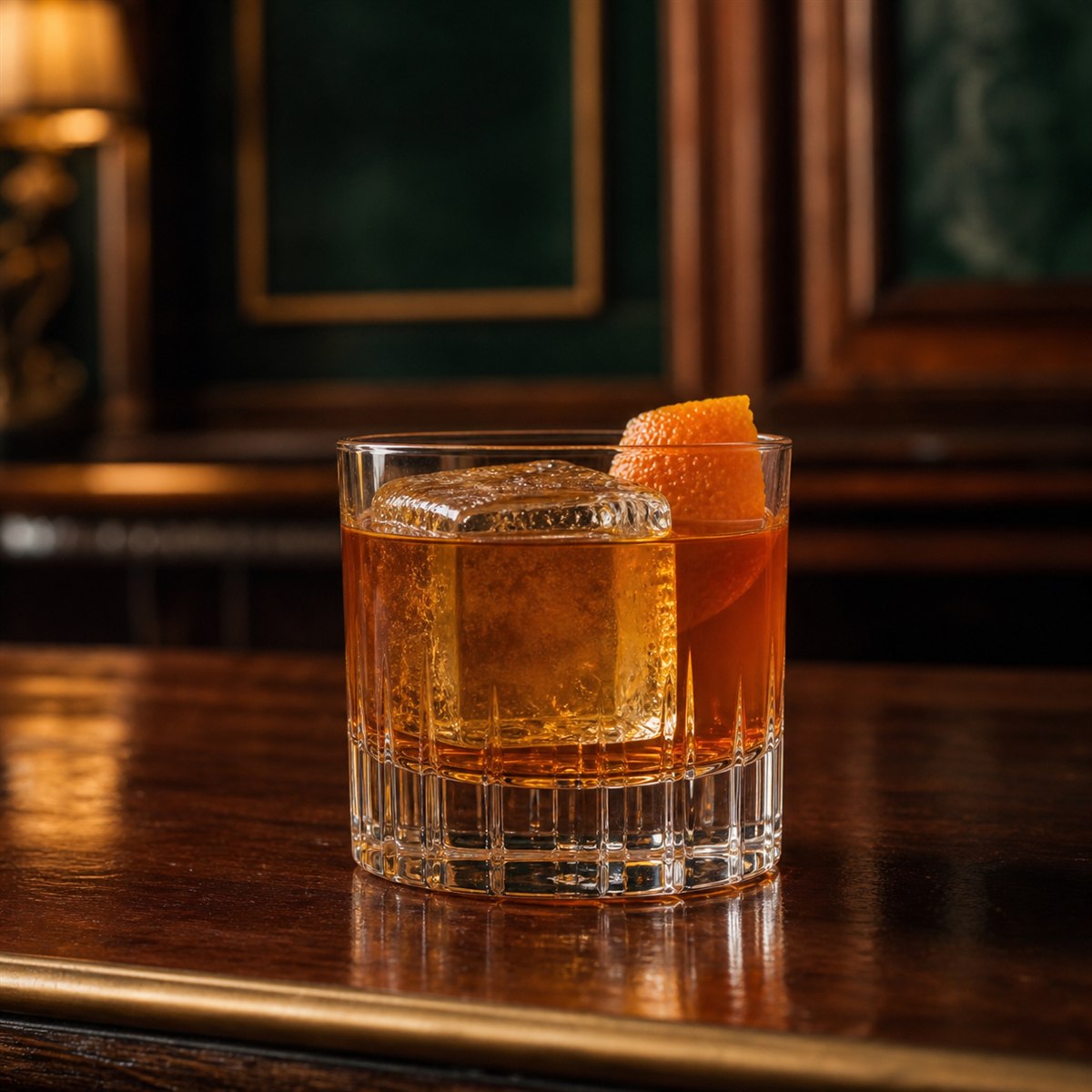 Godfather cocktail served in a rocks glass with optional orange peel