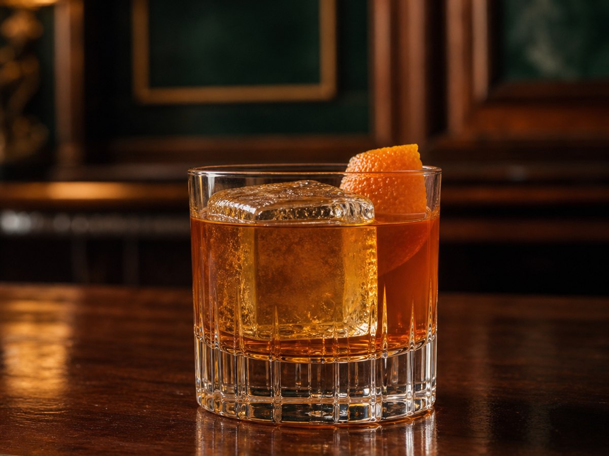 Godfather cocktail served in a rocks glass with optional orange peel