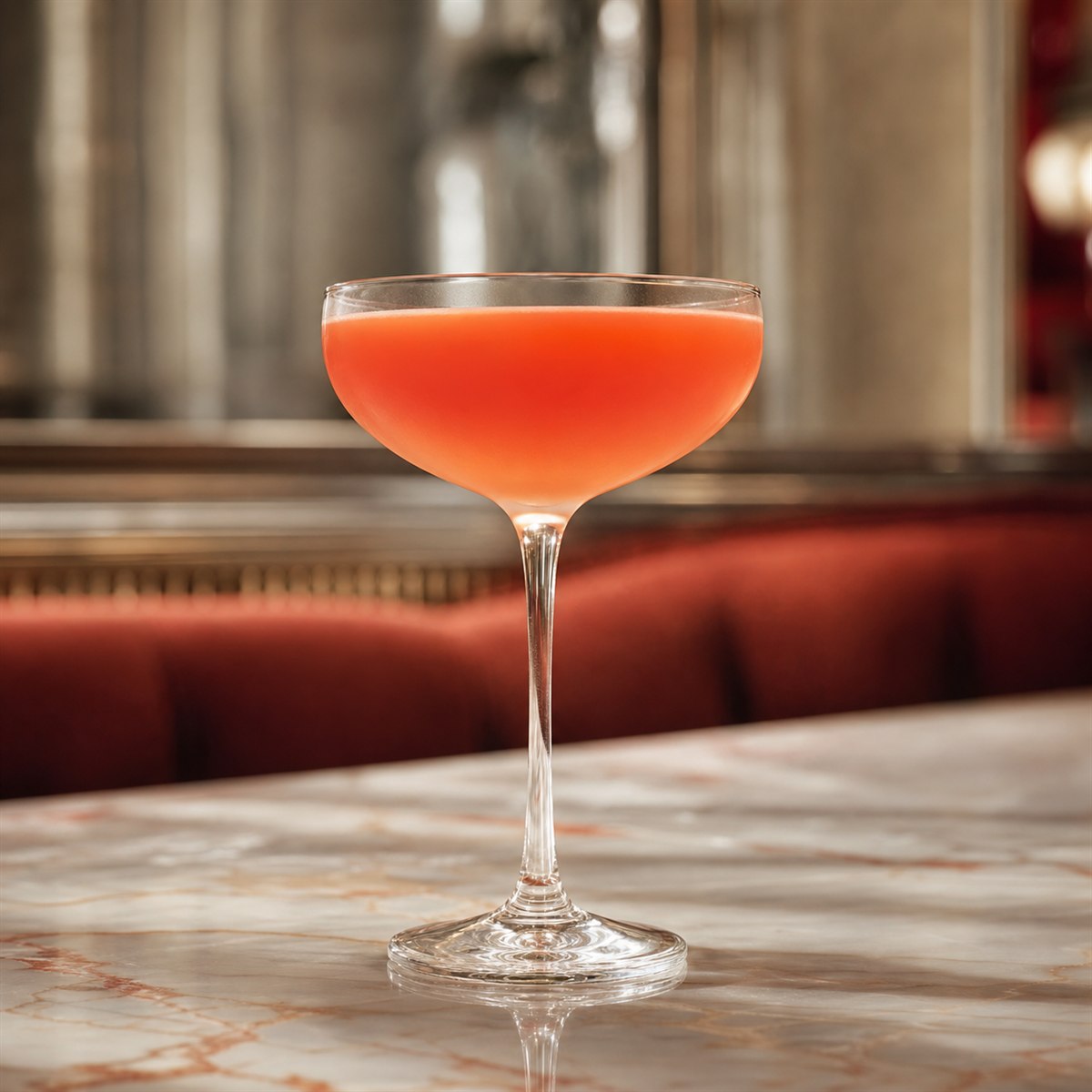 Paper Plane cocktail served in a chilled coupe with none