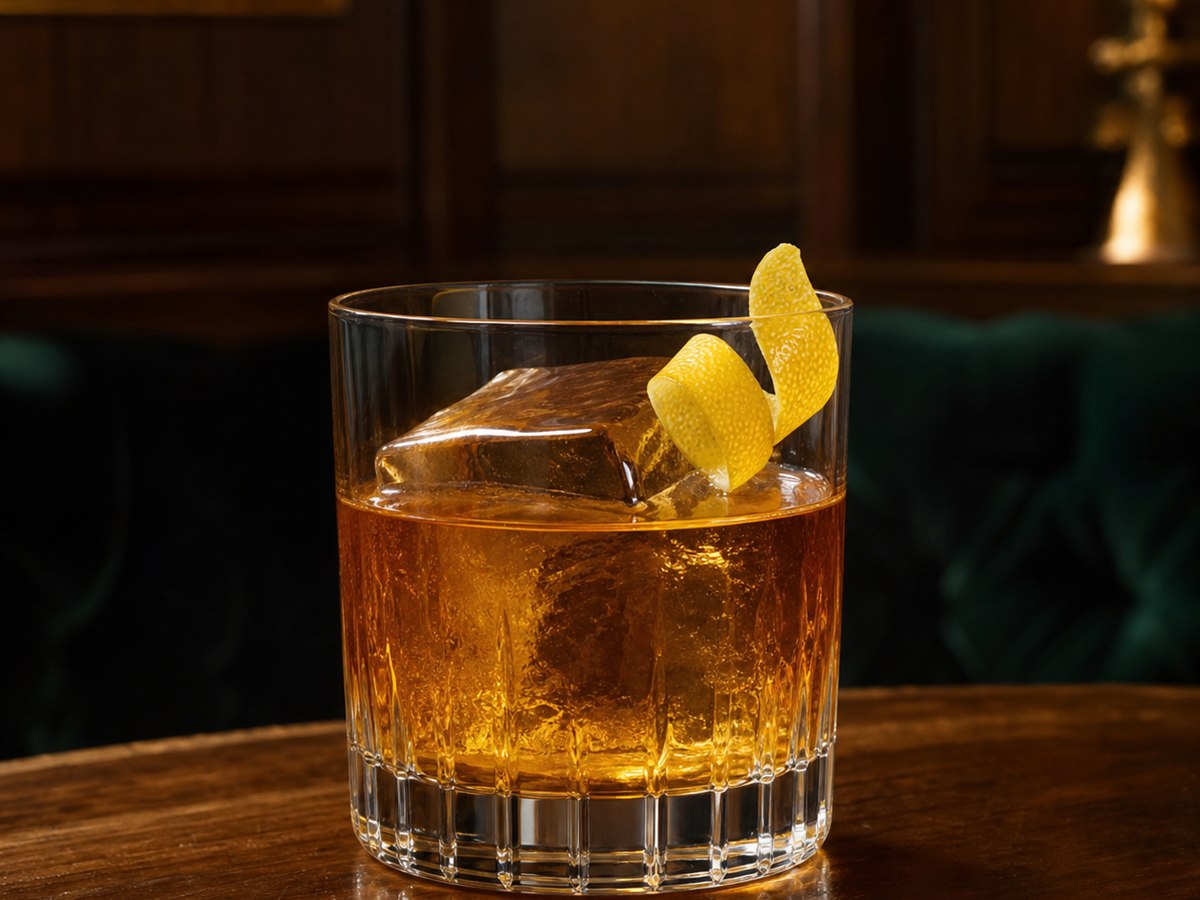 Rusty Nail cocktail served in a rocks glass with optional lemon twist
